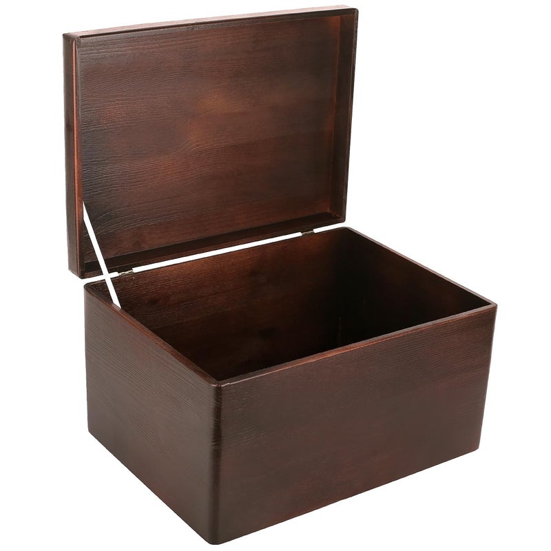 Creative Deco Large Brown Wooden Box Storage with Hinged Lid | 15.8 x 11.8 x 9.44 inches (+-0.5) | Gift Box Kitchen Storage Document | Product NOT Intended for 15 Years OR Below - Image 1
